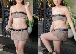 Urfi Javed makes a short skirt and tube top from a pant she previously wore; leaves fans speechless [View Pics]
