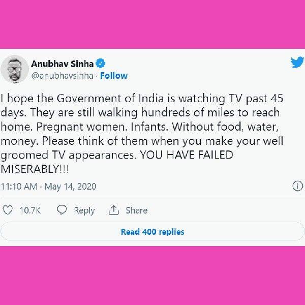 ट्वीट कर प्रधानमंत्री मोदी पर नाराजगी जाहिर कर चुके हैं अनुभव सिन्हा