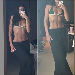 Dua Lipa flashes underboob and small waist in tiny bikini top and trousers [View Pics]
