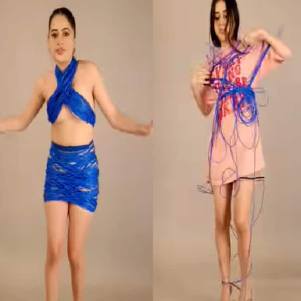 Urfi Javed makes a dress out of wire