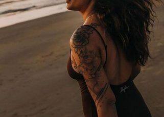 Shveta Salve at 37 flaunts tattoos in a black monokini - Here's a look at Krishna Shroff, Nushrratt Bharuccha and more whose body art will leave you in awe [View Pics]