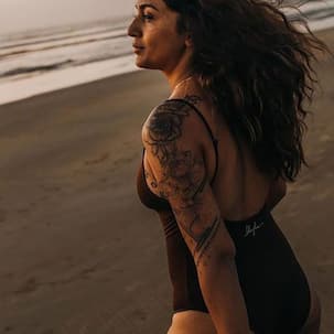 Shveta Salve at 37 flaunts tattoos in a black monokini - Here's a look at Krishna Shroff, Nushrratt Bharuccha and more whose body art will leave you in awe [View Pics]