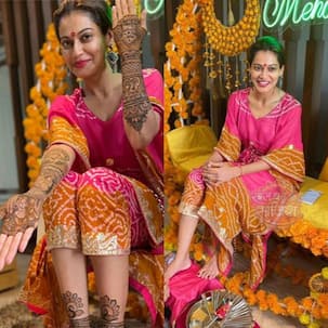 Payal Rohatgi-Sangram Singh wedding: Lock Upp contestant looks striking in a pink and yellow ethnic ensemble at her mehndi ceremony [View Pics]