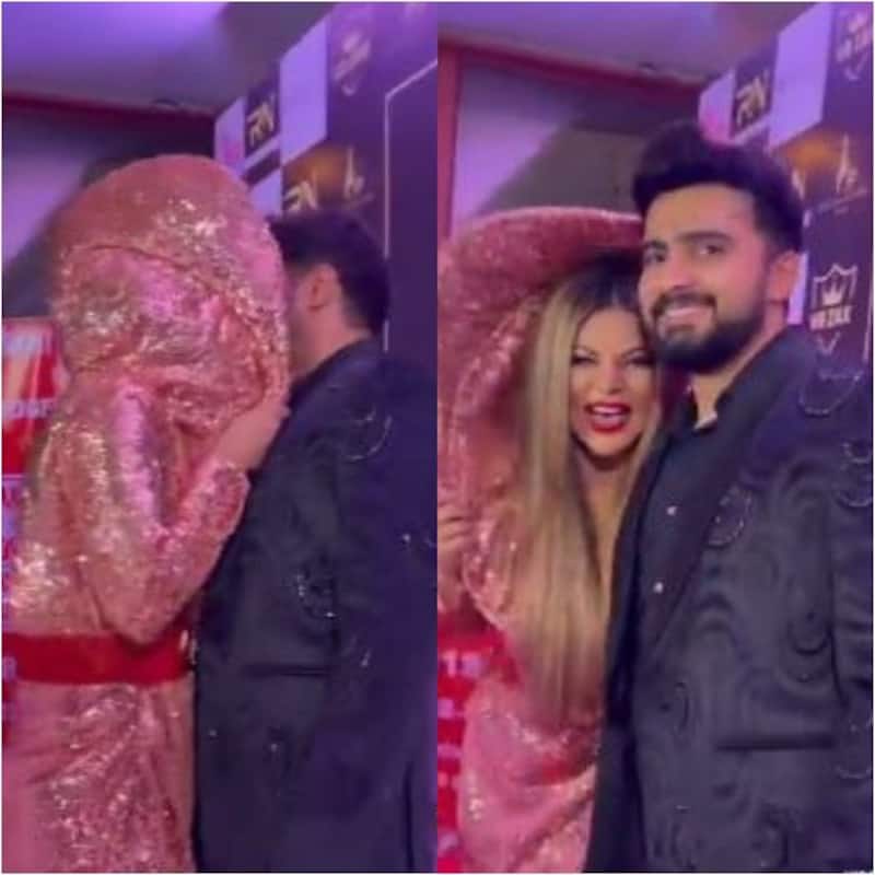Rakhi Sawant kisses boyfriend Adil Khan at the red carpet; netizens troll her, 'Sharam naam ki cheez toh rahi nai'