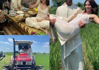 Liger: Vijay Deverakonda channelises his inner Raj from DDLJ as he carries Ananya Panday in sarson ka khet, drives a tractor and drinks lassi [View Pics]