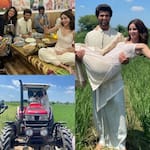Liger: Vijay Deverakonda channelises his inner Raj from DDLJ as he carries Ananya Panday in sarson ka khet, drives a tractor and drinks lassi [View Pics]