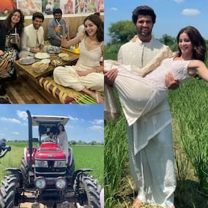 Liger: Vijay Deverakonda channelises his inner Raj from DDLJ as he carries Ananya Panday in sarson ka khet, drives a tractor and drinks lassi [View Pics]