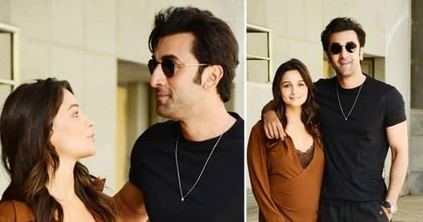 Darlings actress Alia Bhatt flaunts her baby bump in a short brown dress as she poses with hubby Ranbir Kapoor [Watch Video]