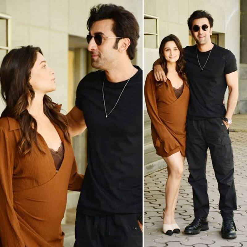 Alia Bhatt flaunts her baby bump in a little brown dress while posing with hubby Ranbir Kapoor [Watch Video]