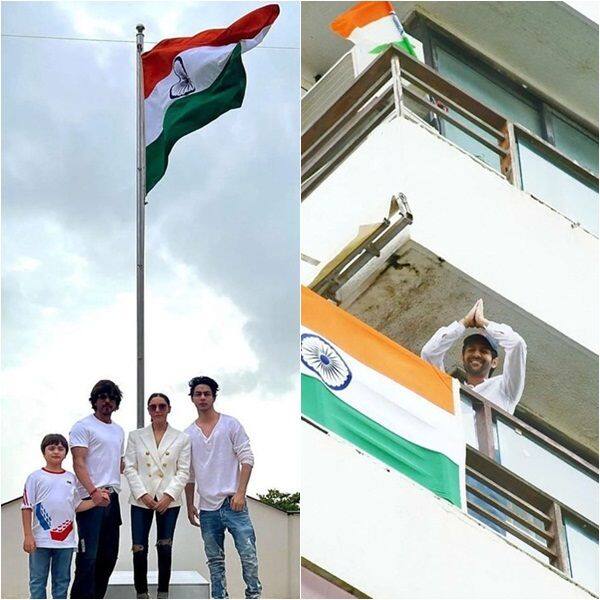 Bollywood celebs hoist the Tricolour at home