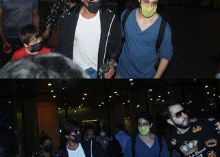 Pathaan Shah Rukh Khan and Chote Pathaan Aryan Khan return to Mumbai; MOBBED by fans at the airport [View Pics]