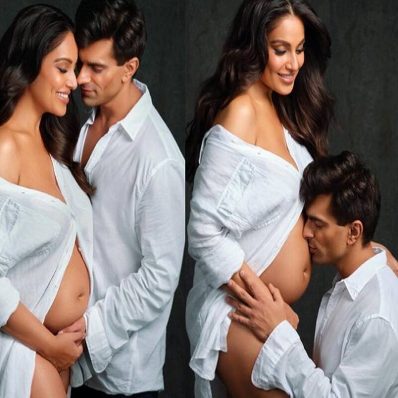 Bipasha Basu announces pregnancy by flaunting her baby bump in full bloom; dad-to-be Karan Singh Grover kisses wifey [View Pics]