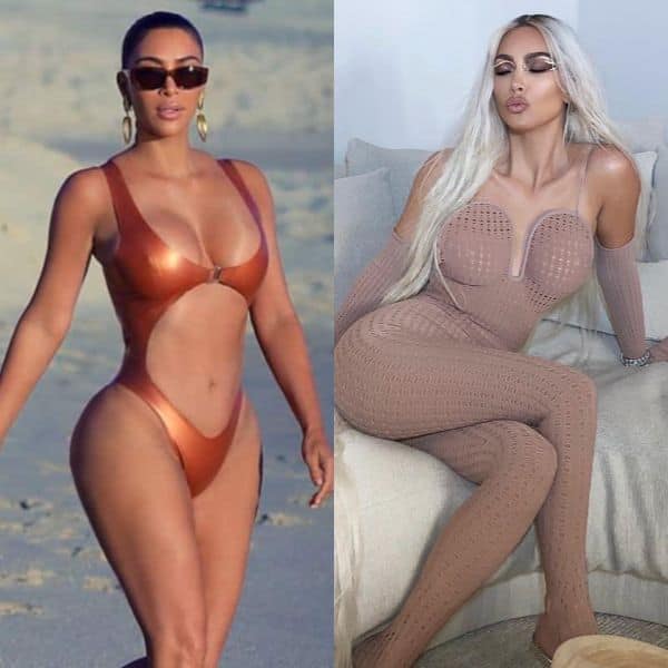 Kim Kardashian bikini and bodycon wins down