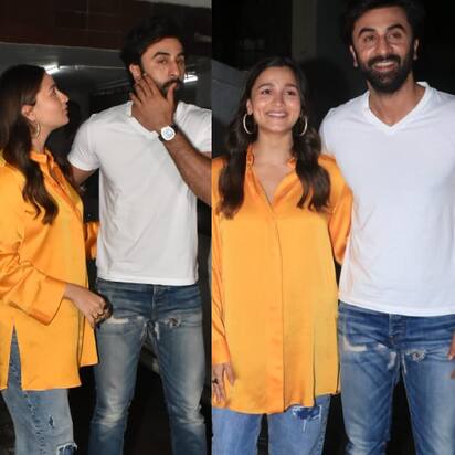 Alia Bhatt tries to fix Ranbir Kapoor's hair, he pushes her hand away.  Watch