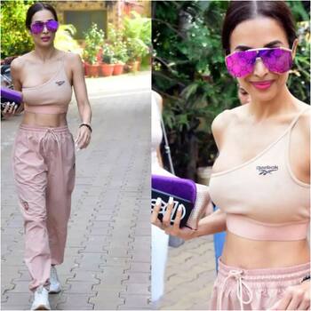 Malaika Arora amped up her gym look with a knotted hot pink tee
