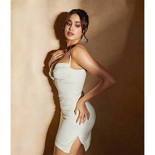 Janhvi Kapoor is a vision in white in this little white black dress