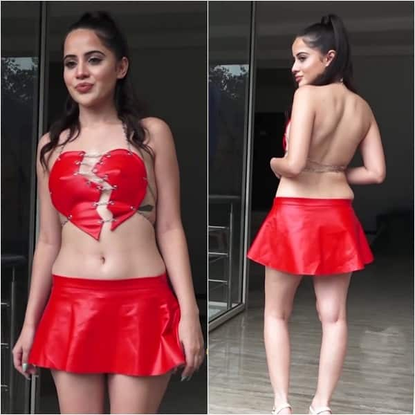 Urfi Javed Flaunts Her Hot Body In A Broken Heart Shaped Latex Top And Short Skirt Netizens 5616