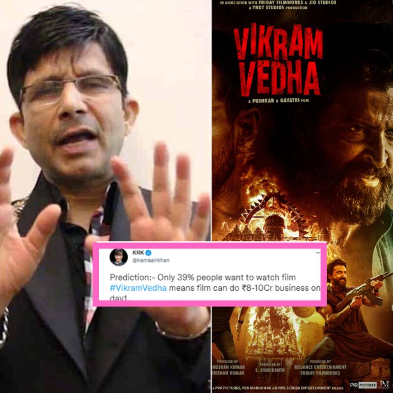 Vikram Vedha Box Office Collection: ऋतिक और सैफ की फिल्म को लेकर केआरके ने की भविष्यवाणी, पहले दिन करेगी इतनी कमाई