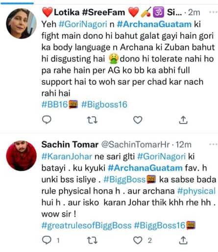 Netizenler, Karan Johar'ı Gori Nagori'yi çarptığı için önyargılı olarak nitelendiriyor ve Gori Nagori'yi fahişe olarak adlandırdıktan sonra bile Archana Gautam'ı DEĞİL