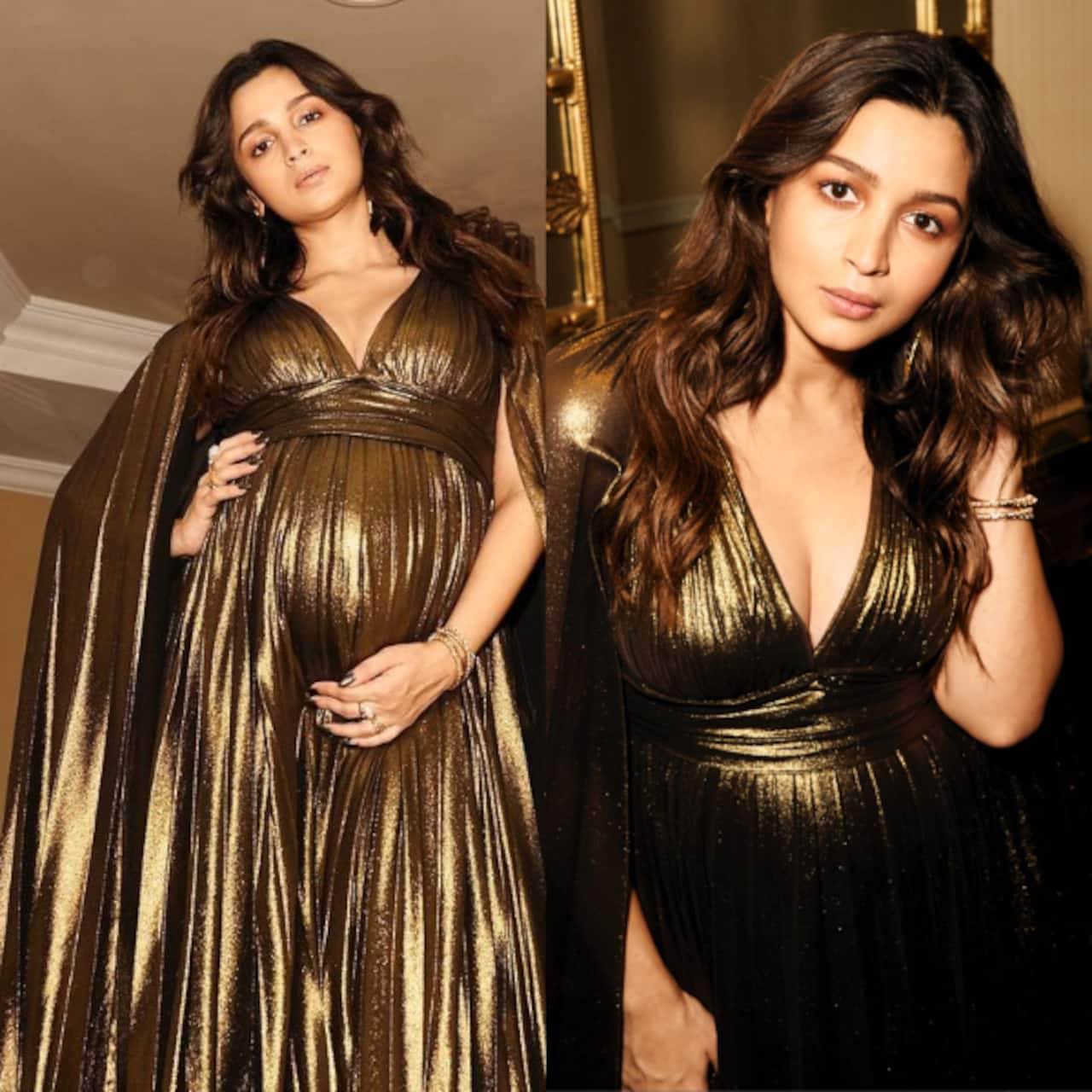 Alia Bhatt STUNS in a copper metallic gown; pregnancy glow and ...