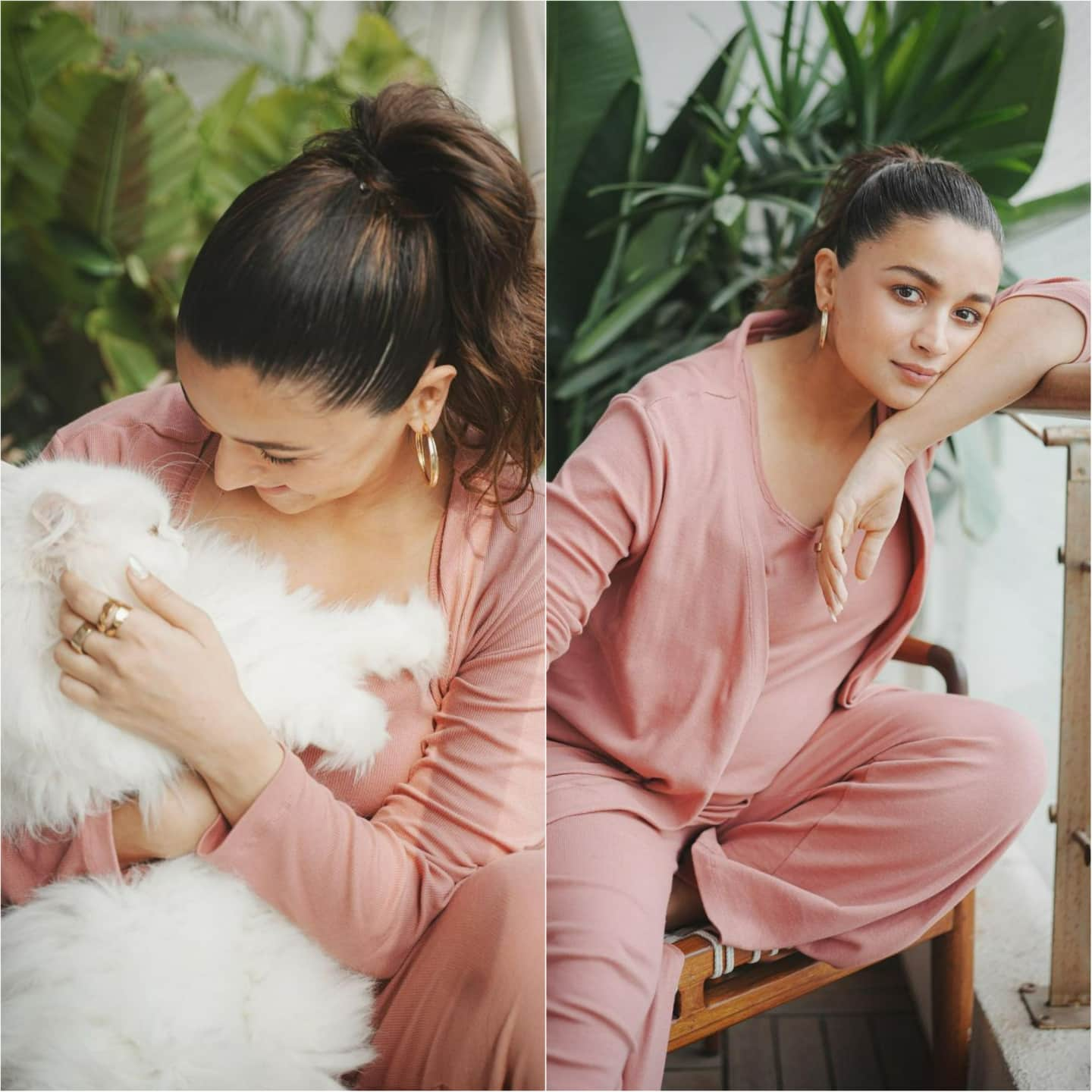 Alia Bhatt Flaunting Baby Bump And Playing With White Cat Cute Photos ...