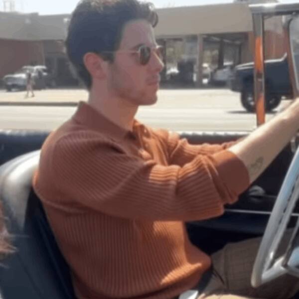 Nick Jonas behind the wheel