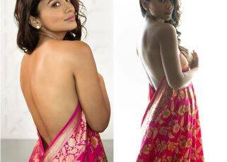 Shriya Saran ditches blouse and flaunts her bare back in her barely there sari look [View Pics]