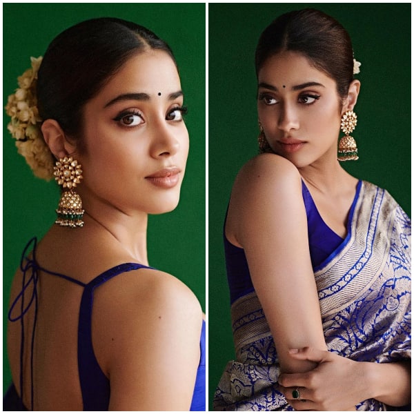 Janhvi Kapoor Oozes Oomph In Blue Silk Saree During Mili Promotions ...