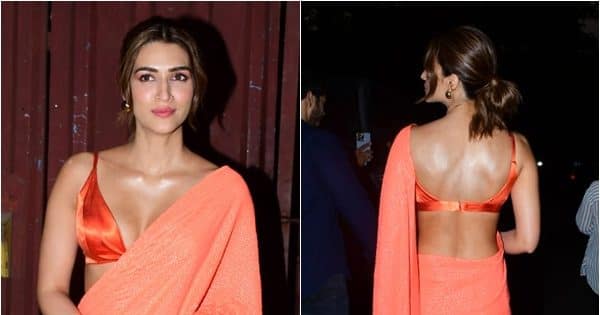 Kriti Sanon Dons A Plunging Neckline Blouse As She Steps Out In Her Breathtaking Orange Sari For