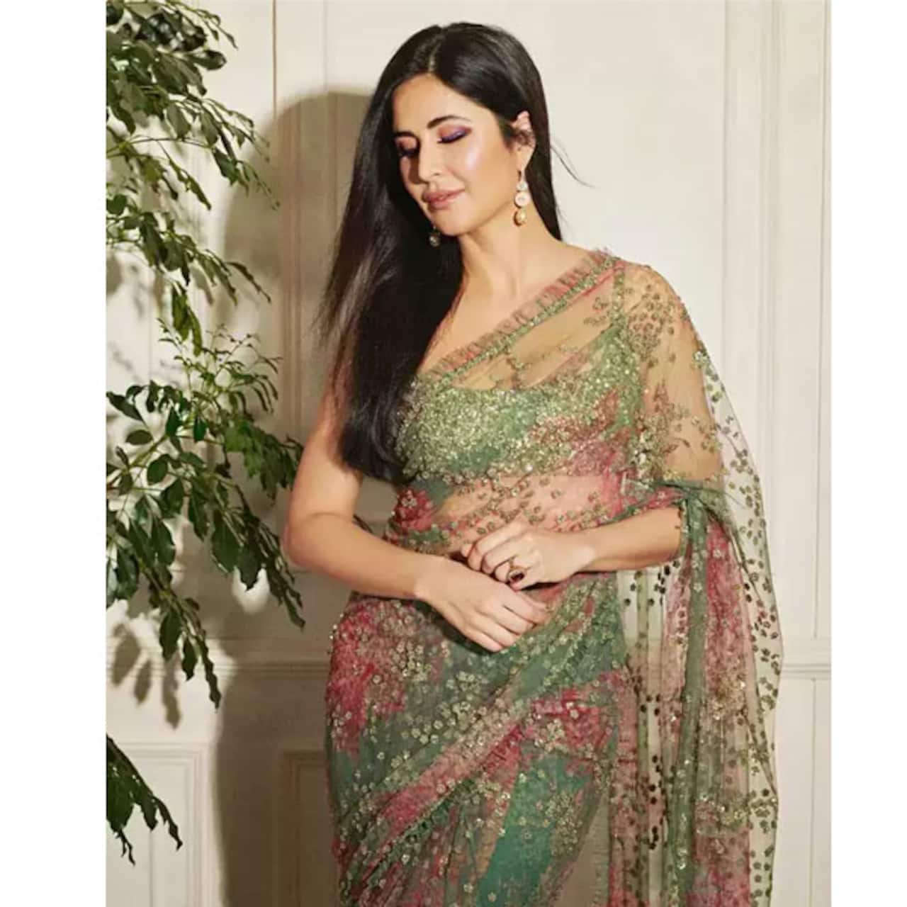 Katrina Kaif looks ravishing in green netted saree
