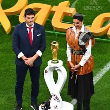 Deepika Padukone unveils the FIFA World Cup trophy at the stadium. Watch