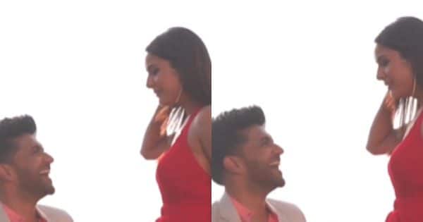 Guru Randhawa covers Shehnaaz Gill’s legs as she poses in a high-slit red gown; Bigg Boss 13 contestant gives hilarious reaction [Watch Video]