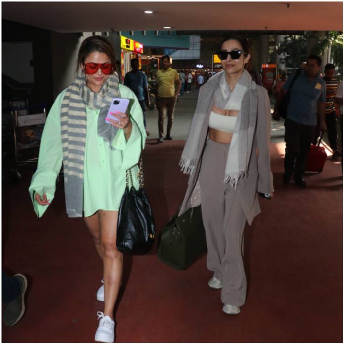 हटके था मलाइका-अमृता का एयरपोर्ट लुक