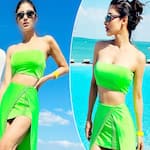 Mouni Roy looks stunning in green neon co-ords as she vacays in Abu Dhabi with her girl gang [View Pics]
