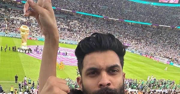 Mouni Roy and Suraj Nambiar attend the Argentina Vs Netherlands FIFA World Cup match; share moments from Maradona exhibition [View Pics]