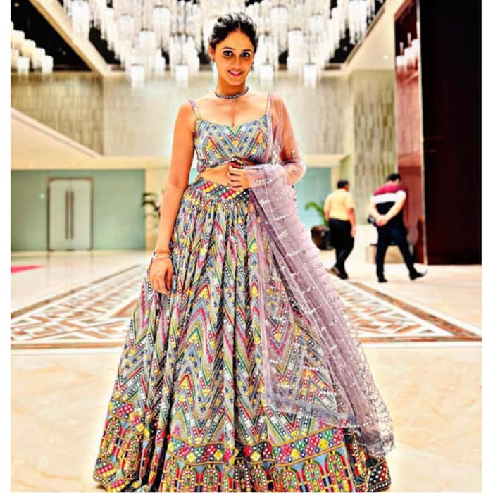 TV actresses in lehengas for sangeet night inspiration: Ayesha Singh in multi-colour 