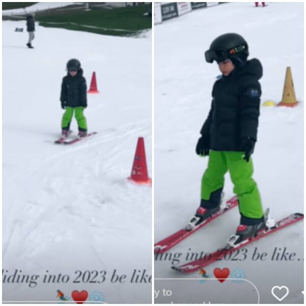 तैमूर अली खान ने लिया स्कीइंग का मजा