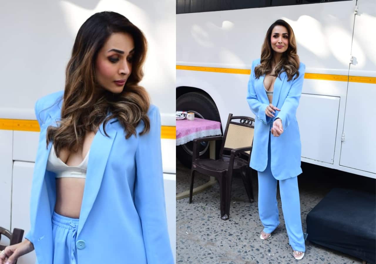 Malaika Arora's bralette, blazer and distressed jeans look with