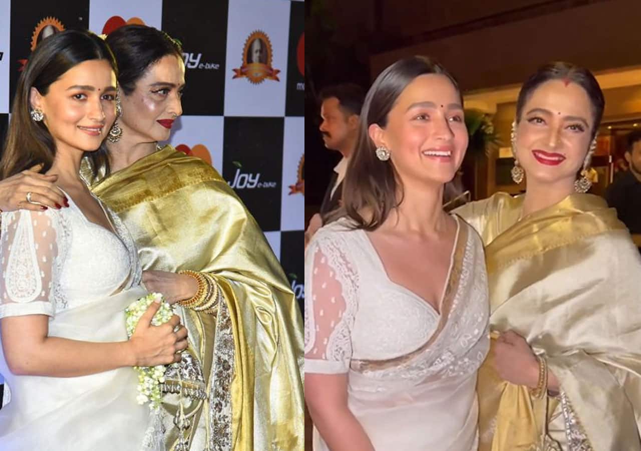 Alia Bhatt Looks Ethereal In A White Saree As She Hugs Evergreen Beauty Rekha Fans Claim She 