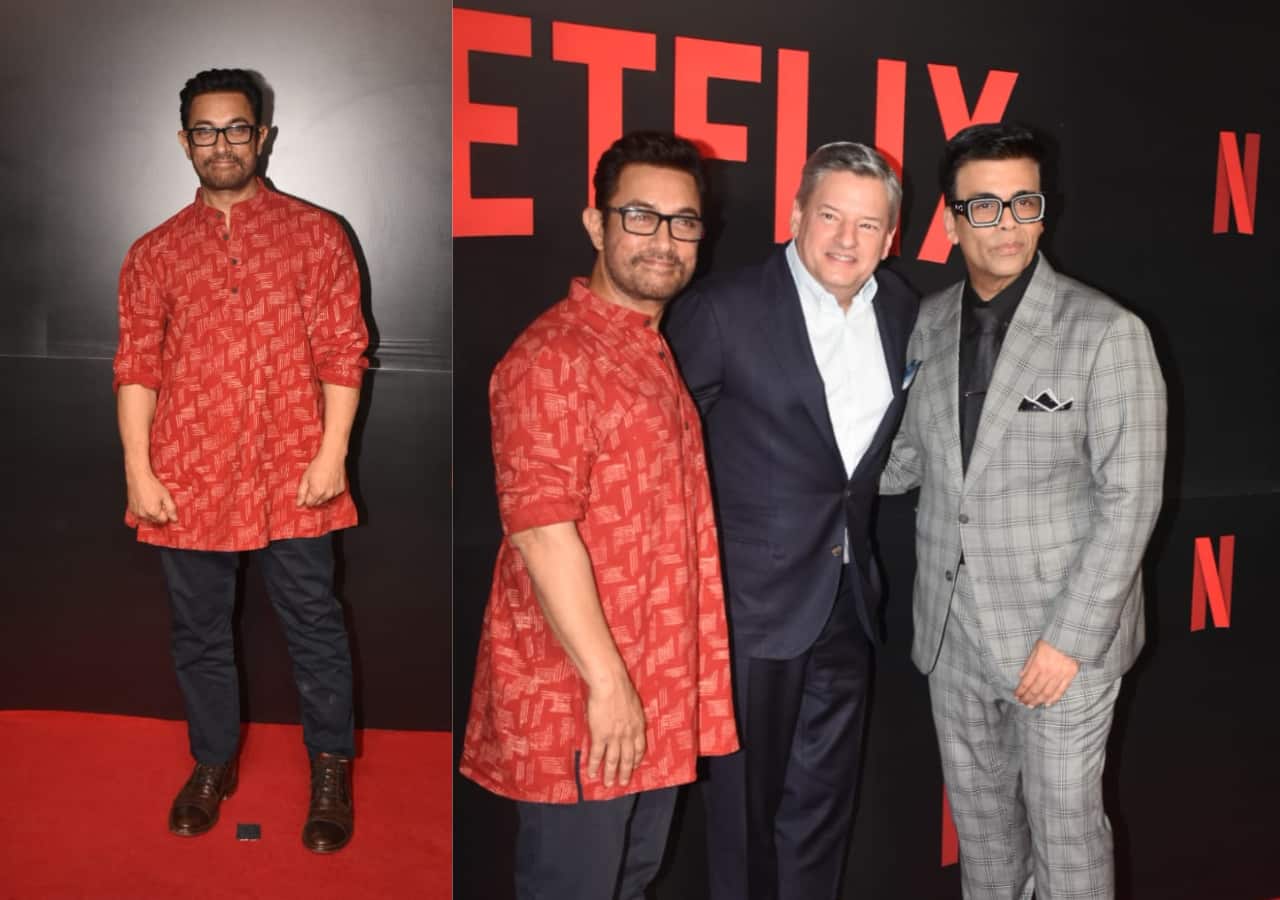Aamir Khan makes a rare public appearance; poses with Netflix co-CEO Ted Sarandos and Karan Johar 