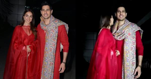 Kiara Advani and Sidharth Malhotra can’t keep their hands off each other as they pose for media and distribute sweets before their Griha Pravesh [View Pics]