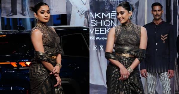 Lakme Fashion Week 2023: Rashmika Mandanna steals the show in black and gold as she turns showstopper for JJ Valaya [VIEW PICS]
