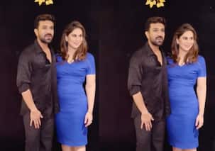 Ram Charan arrives in style for his birthday bash; Upasana grabs all the eyeballs as she flaunts her baby bump in an electric blue dress [View Inside Pics]