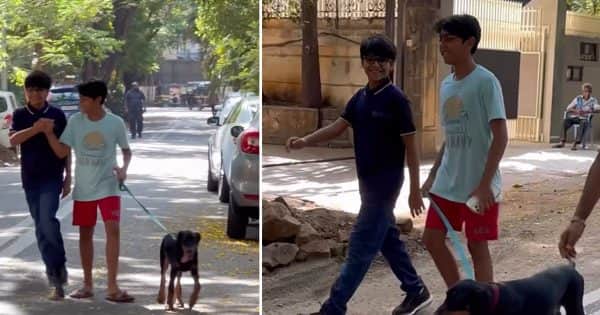 Ajay Devgn and Kajol’s son Yui Devgn snapped on the street with their dog; A 12-year-old’s iPhone catches the eyes of netizens Ajay Devgn and Kajol’s son Yui Devgn snapped on the street with their dog; A 12-year-old’s iPhone catches the eyes of netizens