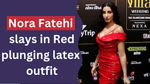 IIFA 2023: Nora Fatehi looks stunning in a red plunging neckline latex outfit