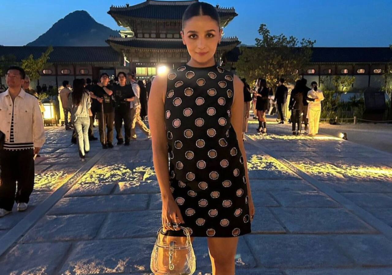 Alia Bhatt debuts at Gucci Cruise 2024 show wearing a black mini dress; her 'empty handbag' grabs attention
