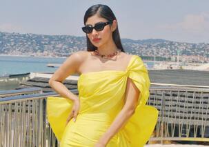 Cannes 2023: Mouni Roy brings in the sunshine in a yellow Atelier Zuhra gown and a Swarovski necklace [View Pics]