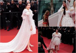 Sapna Choudhary ने शॉर्ट आउटफिट के साथ ओढ़ा घूंघट, कान्स के रेड कार्पेट पर दिखाया देसी अंदाज