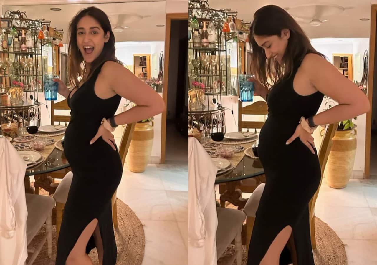Ileana D'Cruz flaunts her baby bump for the first time in a black fitted dress; actress' smile will make you go aww
