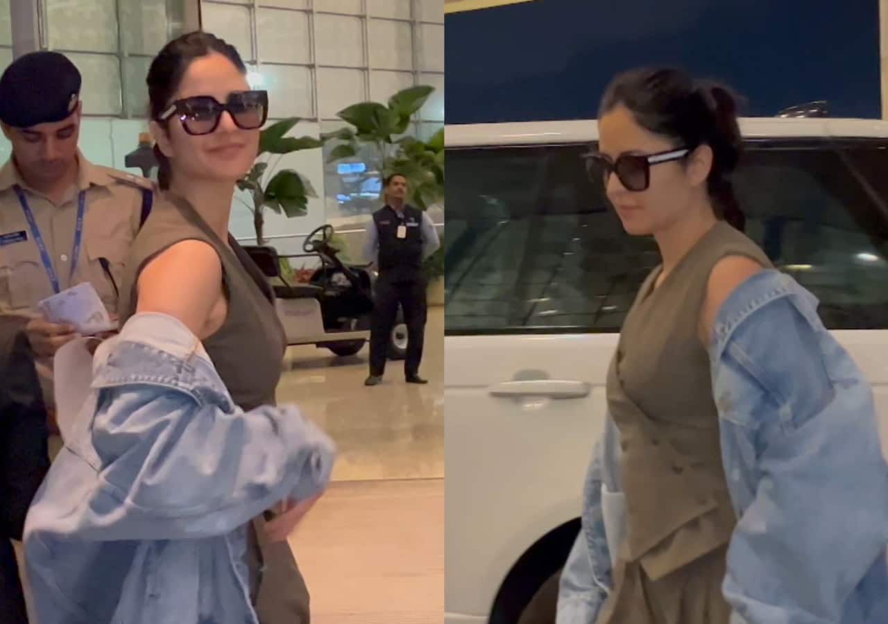 Katrina Kaif pulls an off-shoulder jacket for airport look; netizens do ...